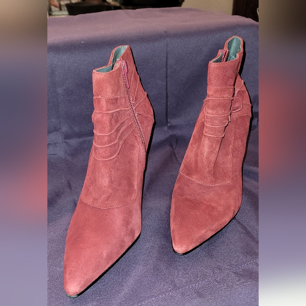 Sam & Libby Red Suede Heeled Ankle Boot